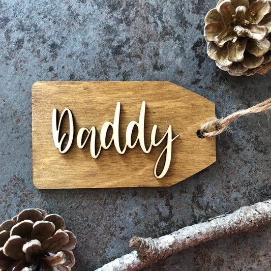 Personalised Christmas Stocking Name Tags Dark Oak