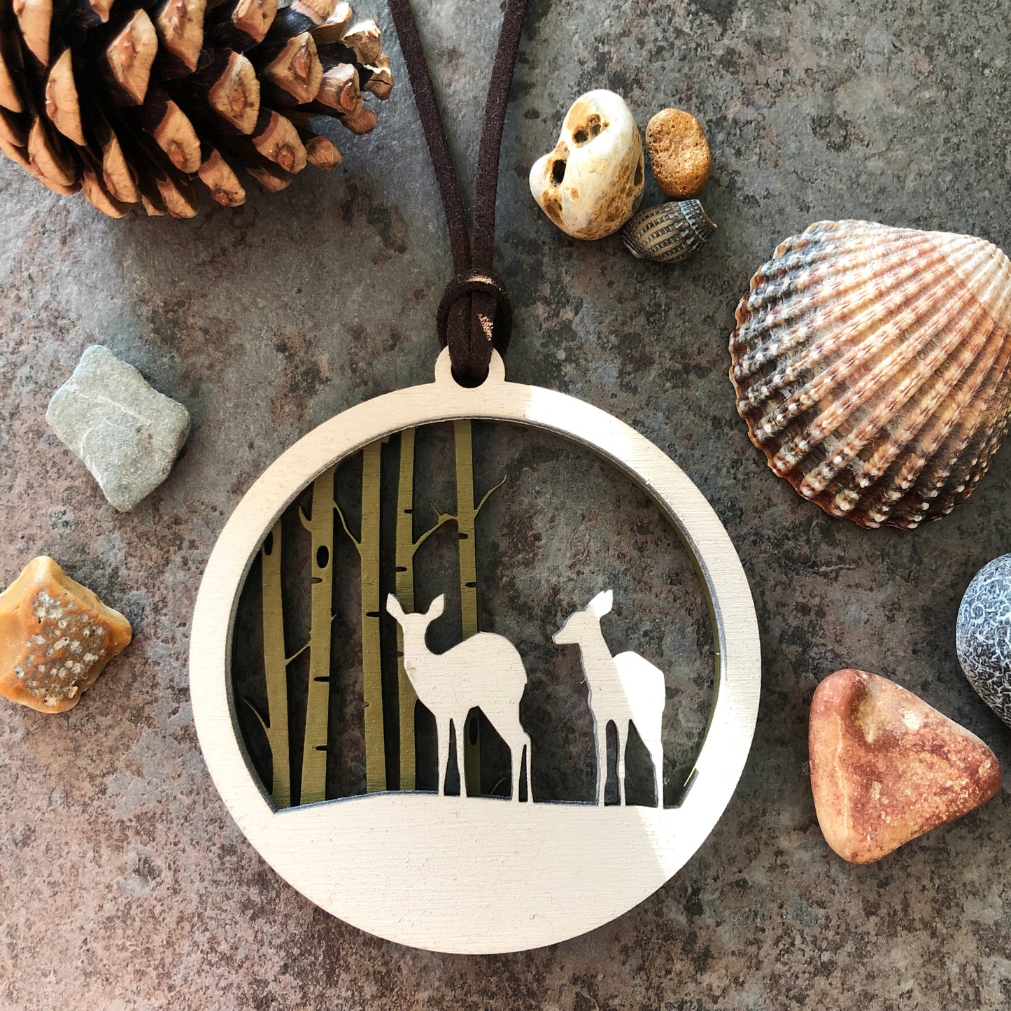 Christmas Tree Bauble Deers in Forest