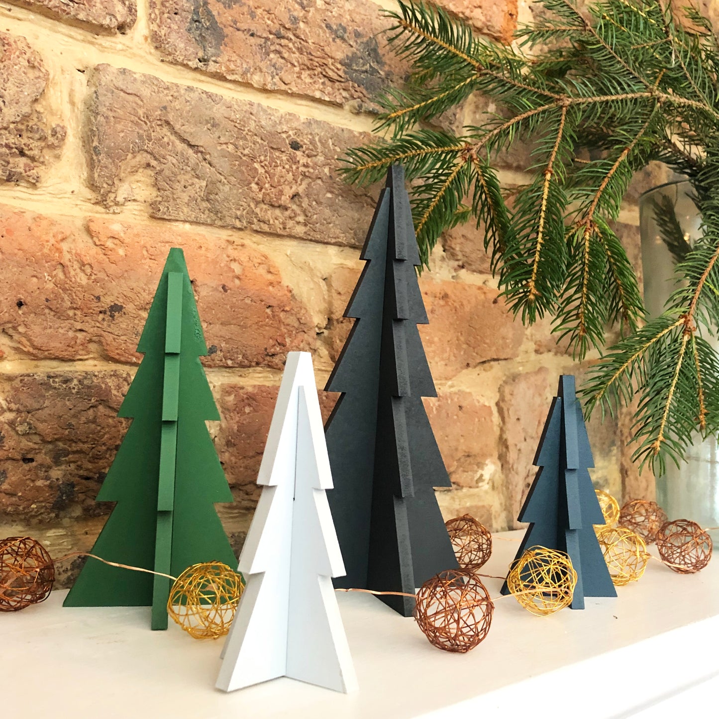 Wooden Free Standing Scandi Style Christmas Trees Ornament