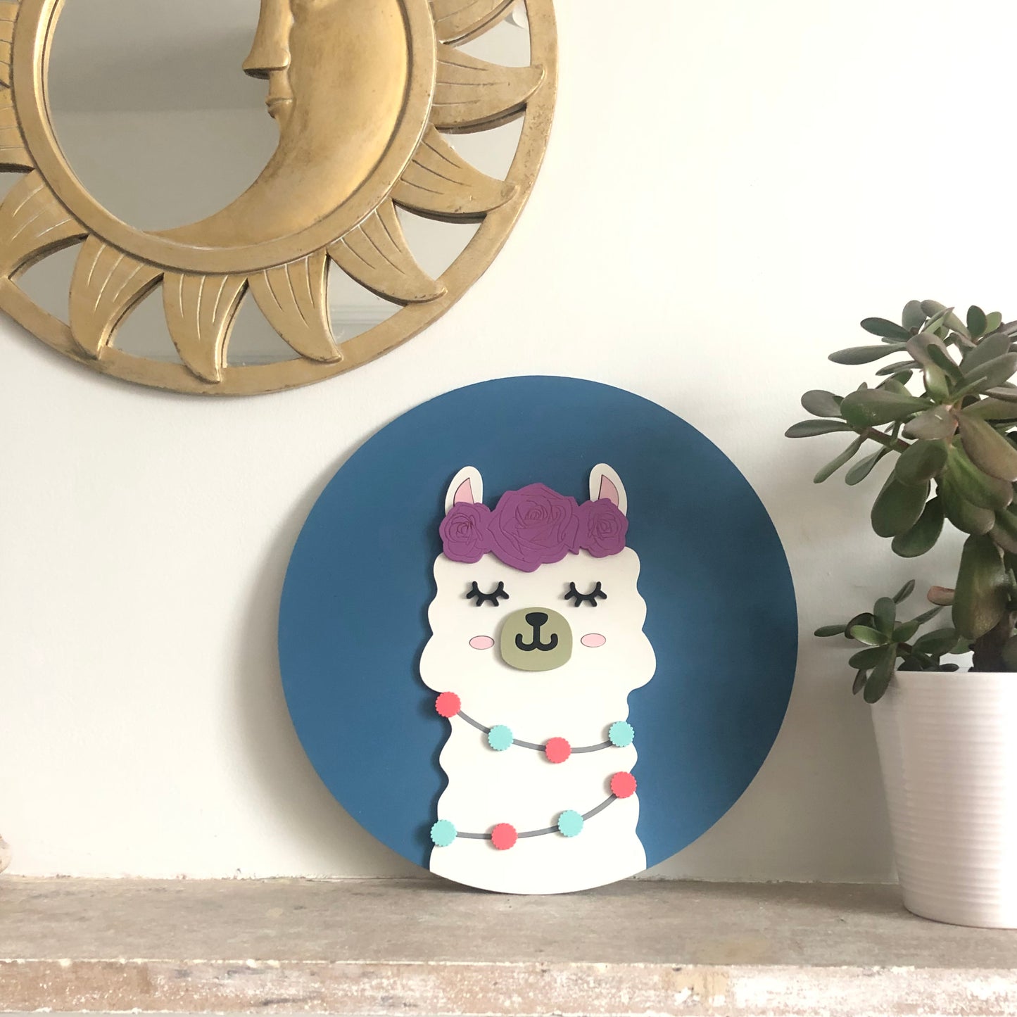 White Lama Wall Plaque