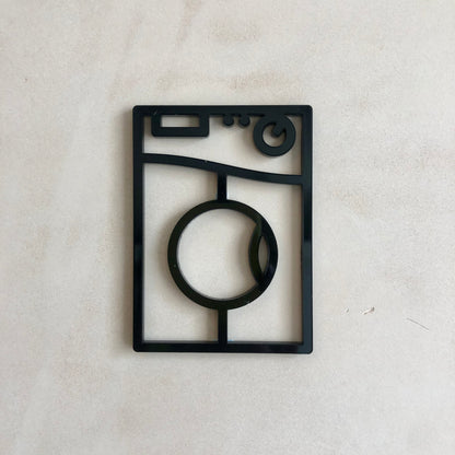 Black Washing Machine acrylic door sign on wall