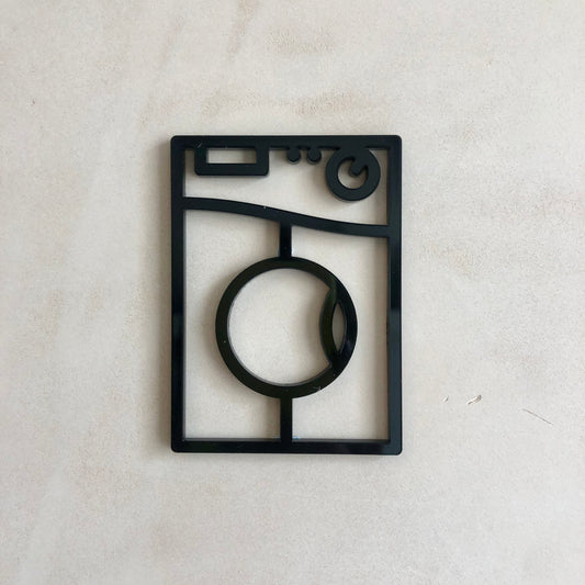 Black Washing Machine acrylic door sign on wall