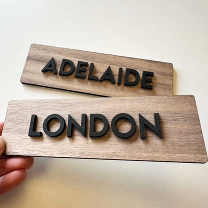 Personalised Wooden City Name Sign