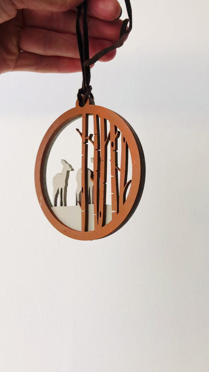 Christmas Tree Bauble Deers in Forest