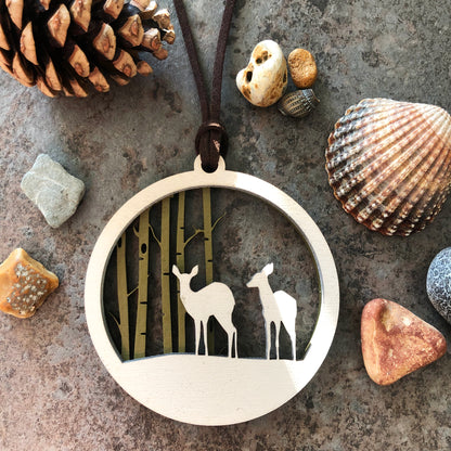 Christmas Tree Bauble Deers in Forest