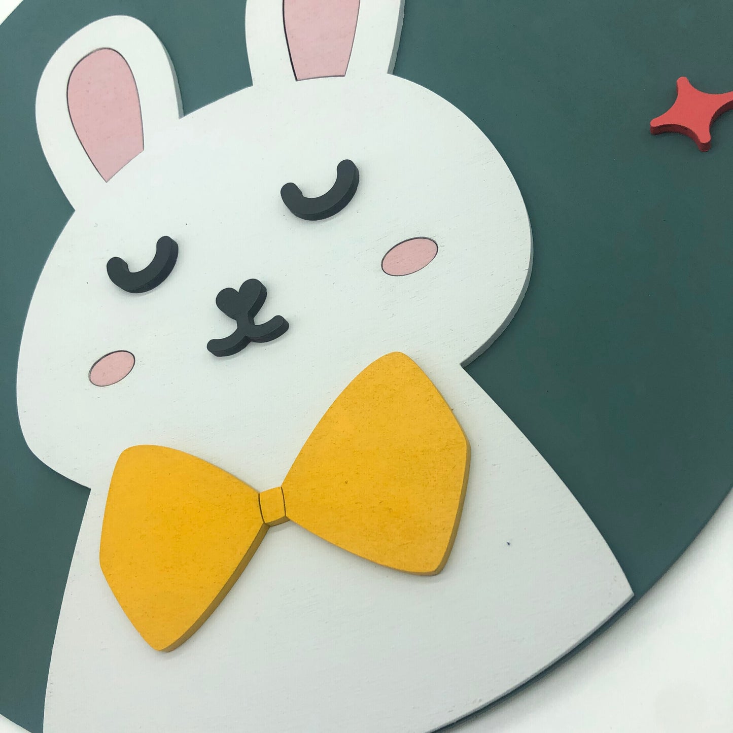 White Bow Rabbit Wall Plaque