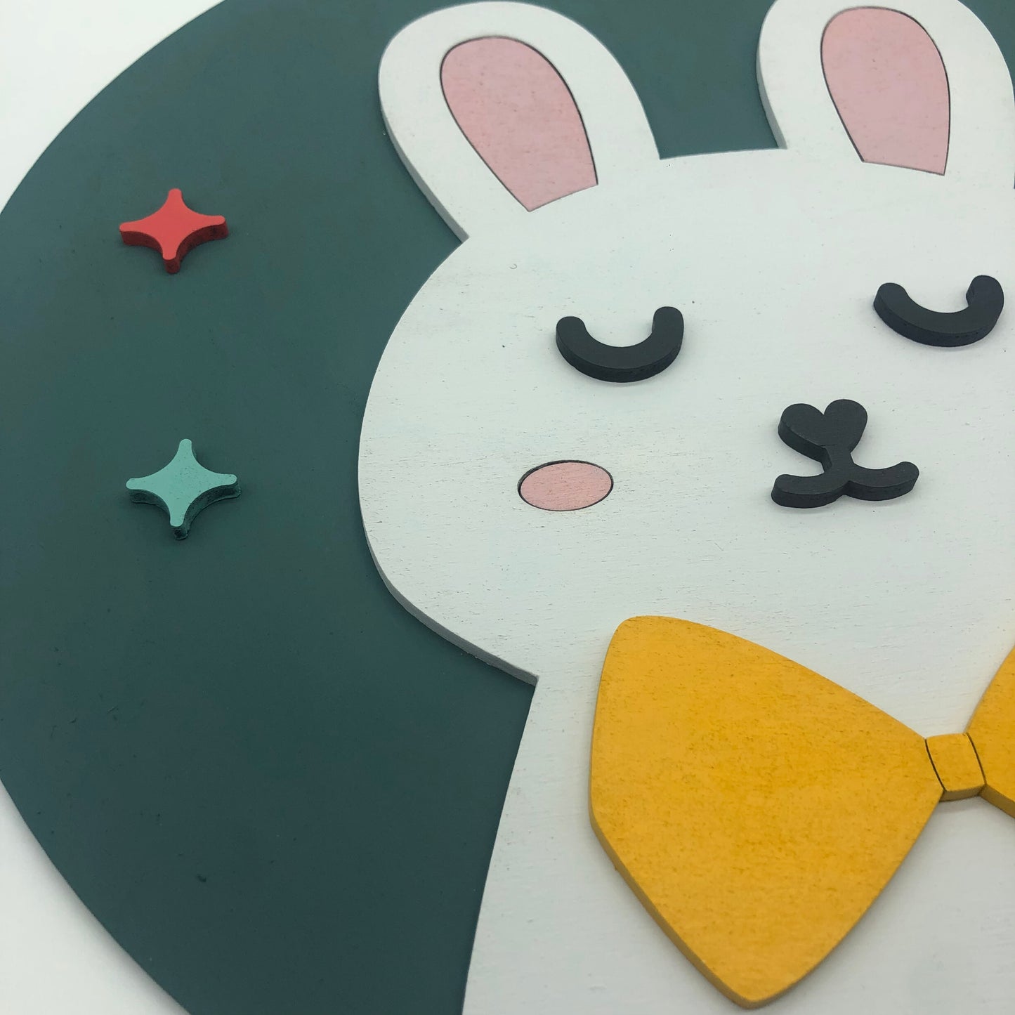 White Bow Rabbit Wall Plaque
