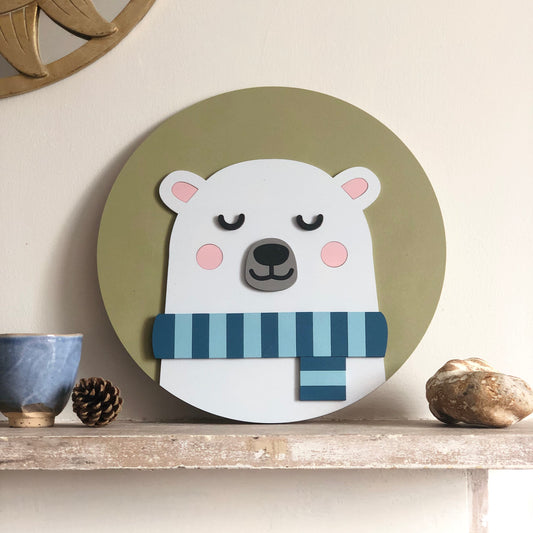 White Forest Bear Wall Plaque