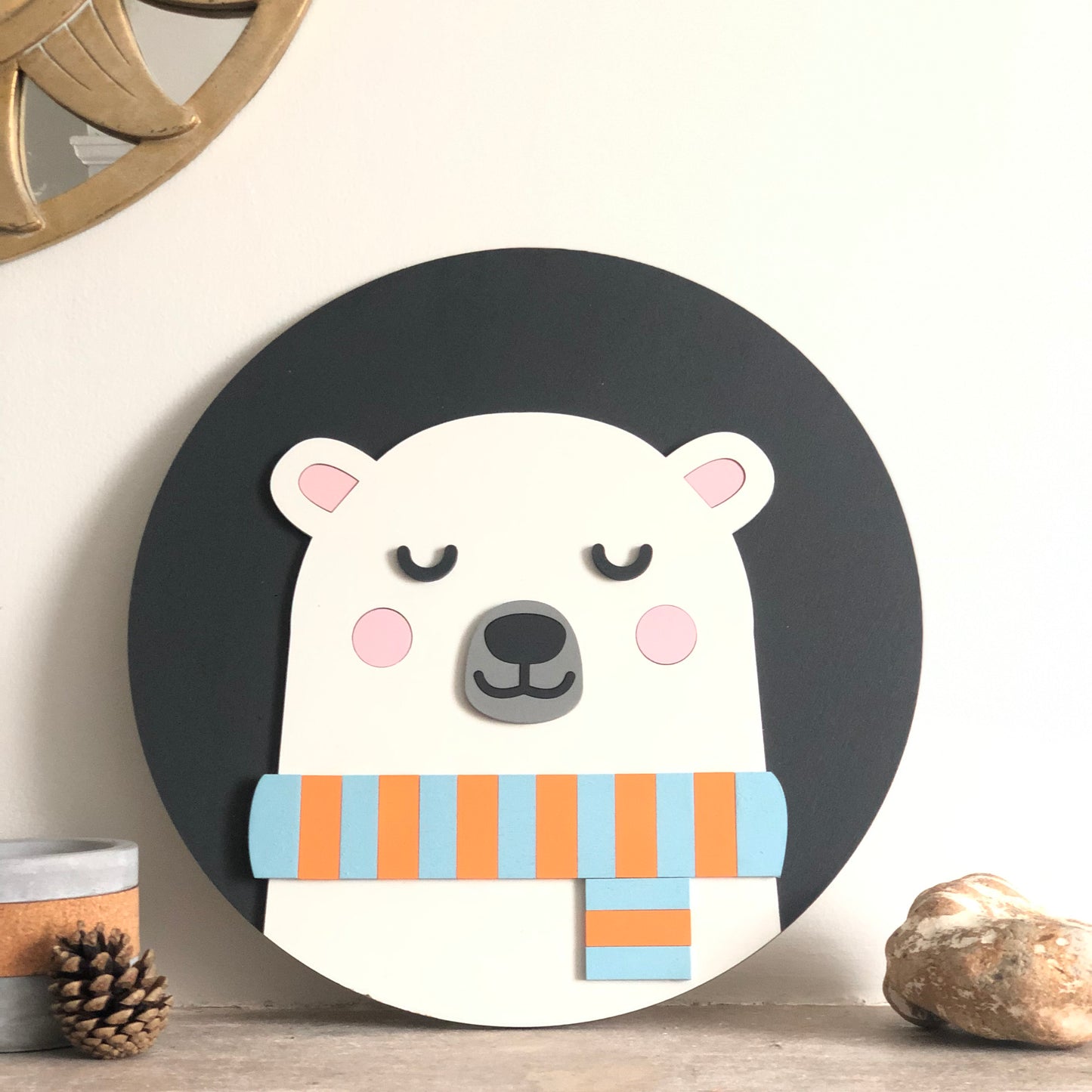 White Night Bear Wall Plaque
